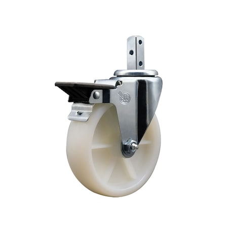 Service Caster 5'' Nylon Wheel Swivel 7/8'' Square Stem Caster with Brake SCC-SQ20S514-NYS-PLB-78